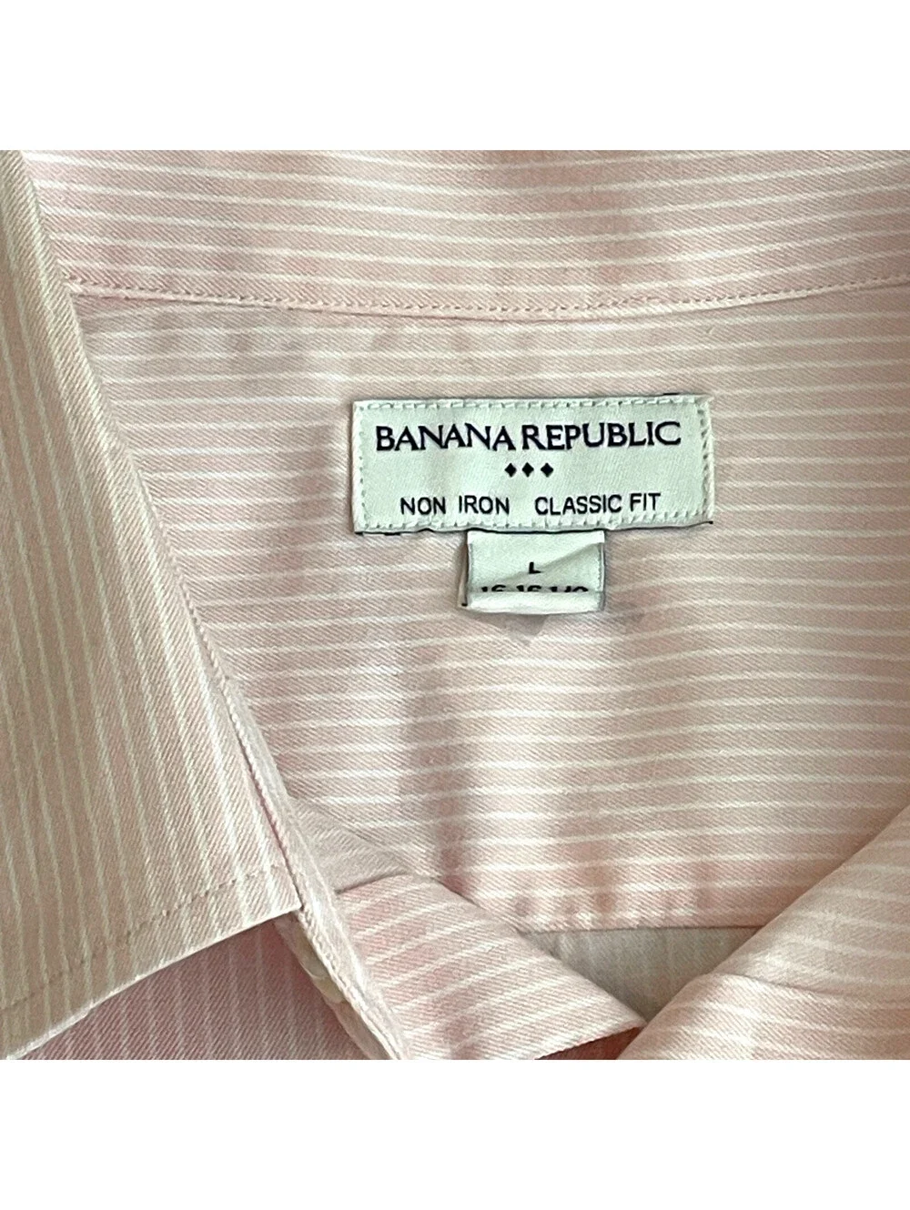 Banana Republic Men's LG Pink/White Striped L/S Dress Shirt